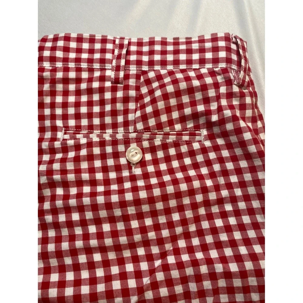 Polo Ralph Lauren Suffield Shorts Mens 38 Red White Gingham Plaid Cotton Flat